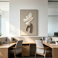 Art mural abstrait moderne de luxe 3D fait main en MDF et plastique avec éclairage LED gris, finition personnalisée, à suspendre pour hôtel ou bureau