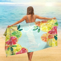 Serviette de plage en microfibre de coton personnalisée de haute qualité avec design imprimé gratuit, serviette de plage douce en velours avec logo personnalisé