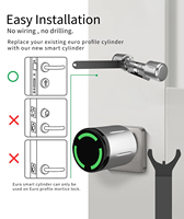 Serrure de porte intelligente numérique à cylindre européen étanche IP67 avec option clavier Tuya TTlock WK3/2, carte et NFC pour téléphone