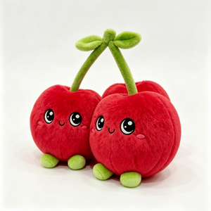 Peluche personnalisée en forme de fruit, Peluche cerise jumelle, Adorable poupée cerise en peluche, Jouet en peluche cerise - Product Image 4