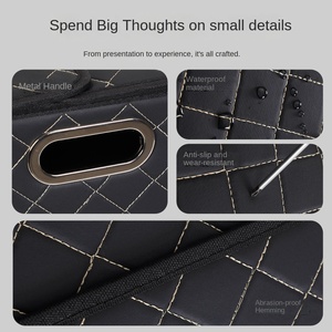 Scatola portaoggetti pieghevole di lusso per bagagliaio auto con grande capacità e design in pelle PU con chiusura inferiore, adattabile universalmente - Product Image 4