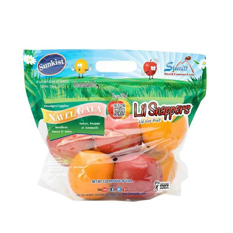 Mango de Protección Ambiental personalizado, bolsa transparente de plástico para embalaje de verduras y frutas