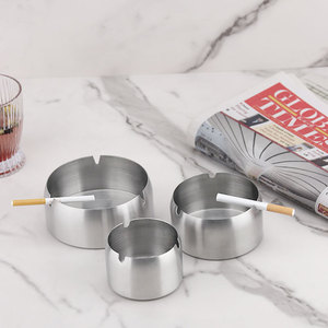 Stainless Steel Ashtray Round Minimalist Design Windproof For Home KTV Hotel Restaurant Use - Product Image 1