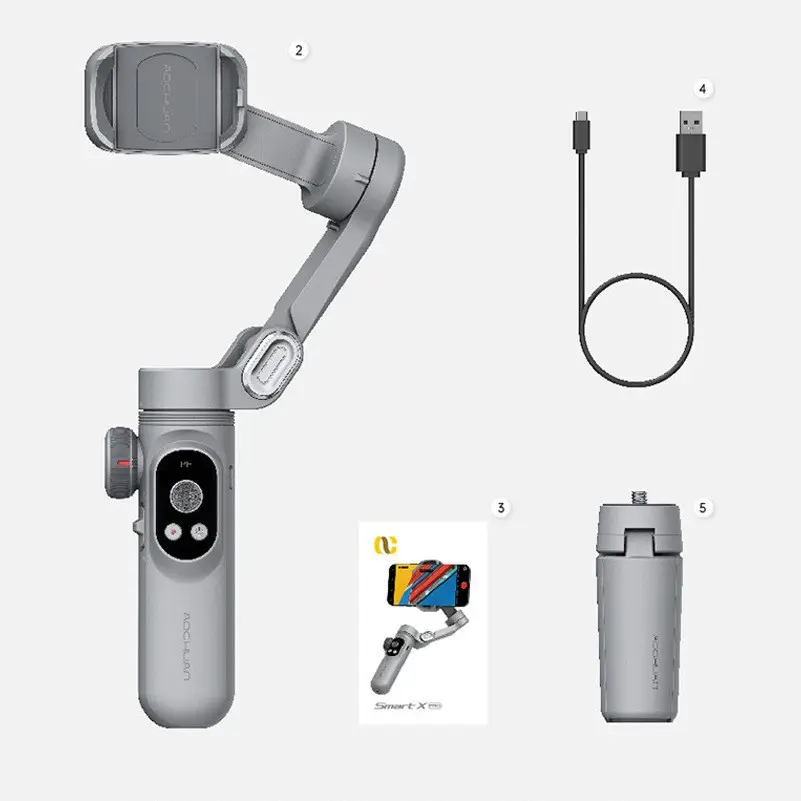 Toptan akıllı X Pro Smartphone Gimbal 3-Axis el sabitleyici dolgu ışığı ile cep telefonu iPhone Video Vlog mini tripod