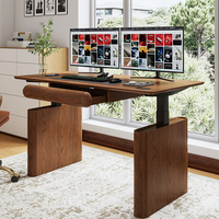 Bureau assis-debout moderne en bois massif à double moteur, modulaire, réglable en hauteur, électrique, avec tiroir