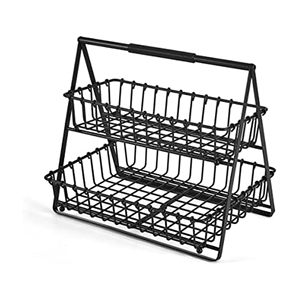 Living Roon 2 Tier Metal Foldable Classic Fruit <b>Vegetable</b> <b>Storage</b> Basket for Kitchen Organizer - Product Image 1