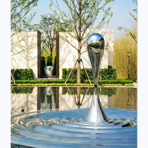 Sculpture d'art abstraite en métal SENZHAO pour jardin, parc, extérieur, en acier inoxydable, en forme de goutte d'eau - Product Image 1