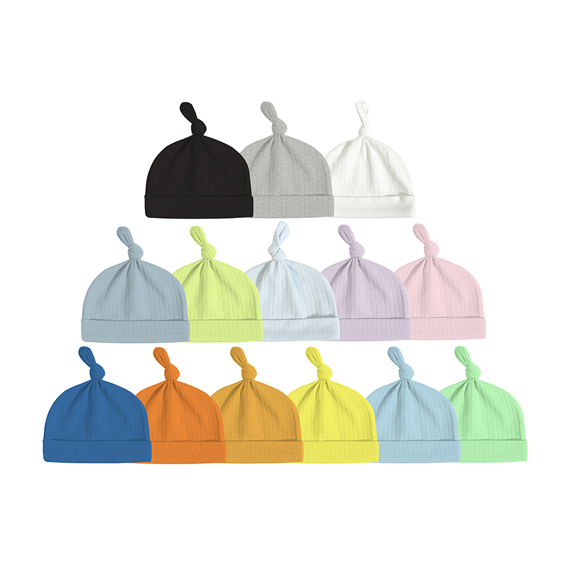 Оптовая продажа, повседневные зимние теплые вязаные детские шапки с узлом, зимняя шапка для малышей