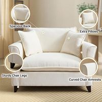 Fauteuil d'appoint moderne rembourré avec assise large en mousse et pieds en bois pour salon et chambre à coucher