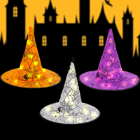 Cappello da Strega LED Luminoso per Costume di Halloween, Stampa Ragnatela, Cappello Illuminato per Adulti per Feste e Cosplay, Decorazione Arancione Viola Bianca