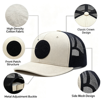 Casquettes de soleil unisexes ajustables en maille respirante avec patchs auto-agrippants personnalisés OEM pour activités de plein air
