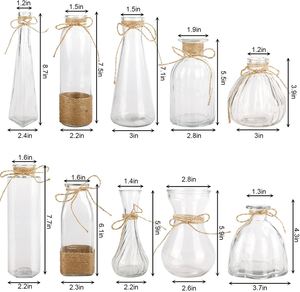 แจกันแก้วใสตกแต่งดอกไม้แห้ง <span class=keywords><strong>เชือก</strong></span><span class=keywords><strong>ป่าน</strong></span> ขวดแก้วขนาดเล็ก แจกันราคาถูกสำหรับตกแต่งบ้าน - Product Image 1