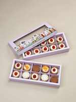 Nouvelle conception de boîte à gâteau en carton ondulé blanc, qualité alimentaire, recyclable, 50 pièces, 2 cm, logo personnalisé, forme brillante/mate/revêtement UV, luxe, pour collations