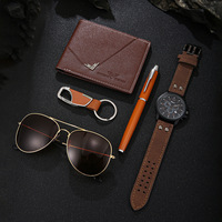 Set Hadiah Pria Mewah Promosi: Jam Tangan, Dompet, Sabuk, Gantungan Kunci, Pulpen, Kotak Hadiah untuk Pria Bisnis, Hadiah Hari Ayah