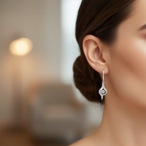 Silver Plated Women's Water <b>Drop</b> <b>Earrings</b> With Round Zircon Pave Setting Romantic Party <b>Fashion</b> <b>Drop</b> <b>Earrings</b> - Product Image 2