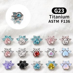 Pendiente de Titanio G23 con Forma de Garra de Gato y Corazón con Circonita Cúbica en el <span class=keywords><strong>Centro</strong></span>, Joyería Corporal para <span class=keywords><strong>Piercing</strong></span> de 16G, Pendiente Helix, Anillo Labial, Anillo para Oreja - Product Image 3