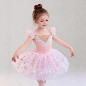 Vestido de Ballet para Niñas, Tutú Rosa con Lentejuelas y Encaje, Vestido de Baile con Lazo en el Hombro para Actuaciones en Escenario - Product Image 3