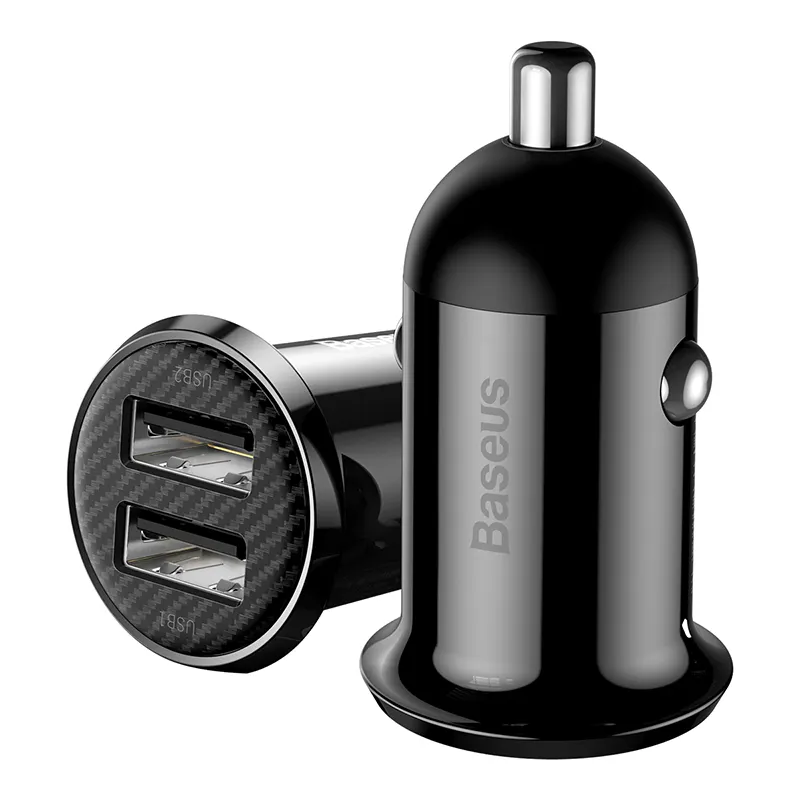 Auto Baseus Grain Pro Car Charger 4.8A Dual USB Charger Fast Charging Adapter for iPhone Samsung Huawei Xiaomi Phone Tablet