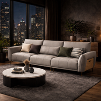 Canapé en cuir de luxe scandinave moderne, mousse haute densité, trois sièges profonds, design minimaliste et élégant pour salon