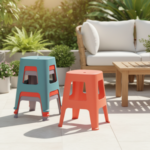 Tabouret pliable en plastique souple de style nordique moderne Low Valent, blanc, portable, polyvalent, en PP, pour la maison, la chambre, l'école, l'hôtel, le parc, l'appartement - Product Image 1
