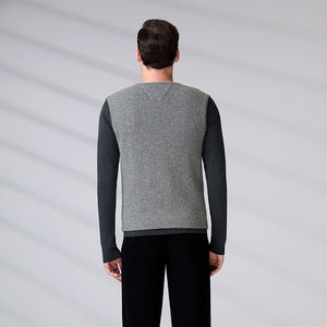 Autumn Winter Knitwear Manufacturer OEM ODM Sleeveless Cable Wool Cardigan <b>Men</b> <b>Vest</b> Custom Knit Sweater - Product Image 5