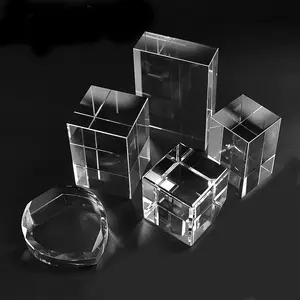 Cubo de cristal branco transparente, alta qualidade da fábrica, cristal, bloco de vidro, cubos vazios
