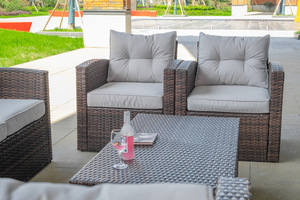 Chất lượng cao ngoài trời sân vườn sân sau Patio mây sofa bộ đồ nội thất <span class=keywords><strong>wicker</strong></span> Bàn Ghế bộ để bán - Product Image 2