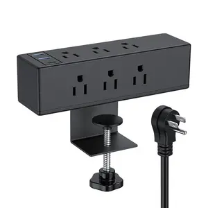 US Multi Plug Desktop Clip Table Outlet 6 AC 3 USB A 20W USB C Power Station Outlet