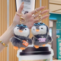 Porte-clés Peluche Pingouin Doudou Mignon de Dessin Animé, Ornement Souple à Suspendre pour Sac, Pendentif pour Sac d'École, Jouet à Griffes, Vente en Gros