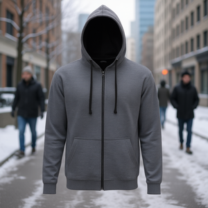 Sweat à capuche personnalisé Reklo Industries pour homme, fermeture éclair, polaire, chaud pour l'hiver, streetwear décontracté, pull à capuche, 100% coton, coupe ample - Product Image 2