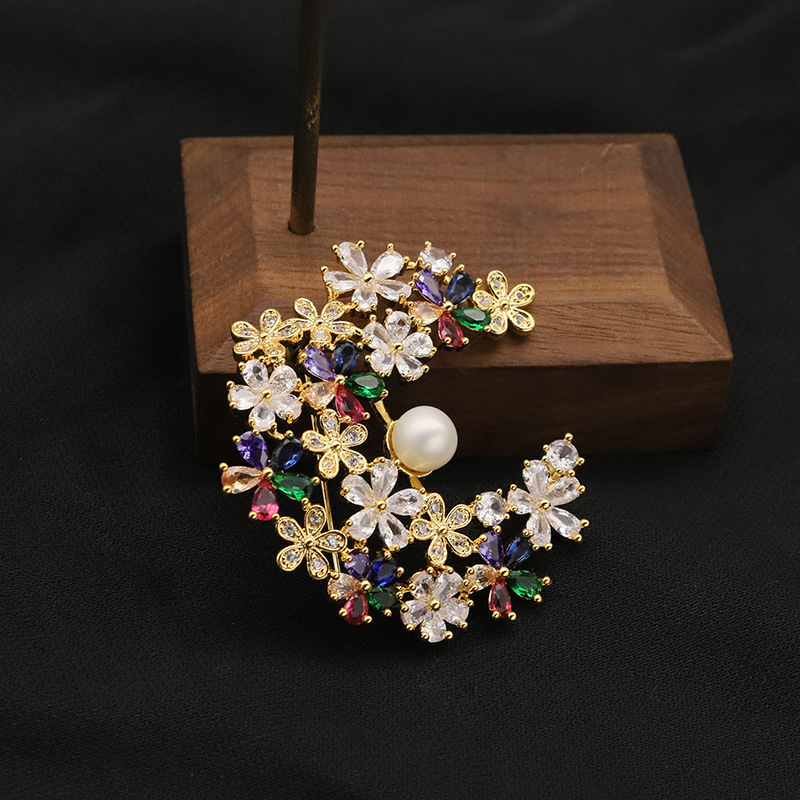 GO0382-4 Broche en Zircon coloré