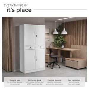 Armoire de classement avec 2 tiroirs, <span class=keywords><strong>fermeture</strong></span> avec 4 serrures à came de sécurité, chacune avec deux clés - Product Image 5