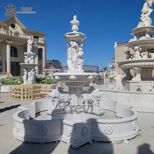 ราคาถูกสวนที่ทันสมัยสีขาวแกรนด์หินอ่อนผนังน้ำโบราณสิงโตรูปปั้นสวนน้ำพุ - Product Image 3