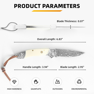 Cuchillo plegable de acero de Damasco profesional de nuevo diseño cuchillo de caza de bolsillo de supervivencia - Product Image 4