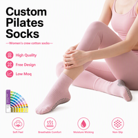 Chaussettes de yoga en coton tricoté de haute qualité avec logo personnalisé pour femmes, antidérapantes avec grip en silicone, idéales pour le sport et le Pilates