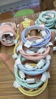 Kabel Data pengisian daya Super cepat, kabel Data nilon Tipe C ke Tipe C, warna nilon 60W untuk ponsel