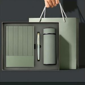 Ensemble d'entreprise personnalisé élégant avec logo imprimé en sérigraphie sur du soie, carnet de notes et mug isotherme en acier inoxydable – Cadeau d'entreprise - Product Image 1