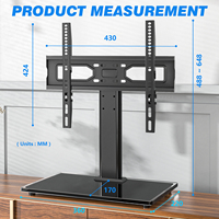 Support de télévision universel pour téléviseurs de 27 à 60 pouces, base de télévision réglable en hauteur, remplacement de base de télévision avec base en verre trempé 400x400 VESA