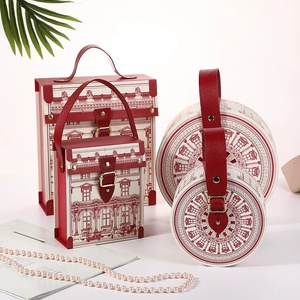 Elegant Red Castle Wedding Candy <b>Box</b> <b>Round</b> Gift Container for Party Favors - Product Image 1