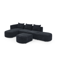 144 Zoll Übergroßes L-förmiges Cord-Schlafsofa, Modernes Ecksofa mit Chaiselongue, Umweltfreundlich, mit Stauraum, für Apartment, Schule, Wohnzimmer, Keine Montage Erforderlich