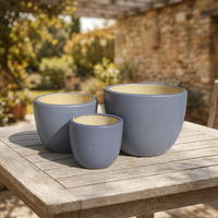 Macetas y jardineras de cerámica esmaltadas para interior, color gris brillante, suministros de jardín
