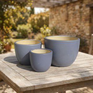 Macetas y jardineras de cerámica esmaltadas para interior, color gris brillante, suministros de jardín - Product Image 2