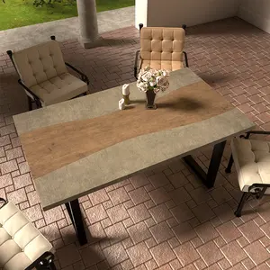 Restaurant wooden dining chair and table set hot sale cheap Price concrete table