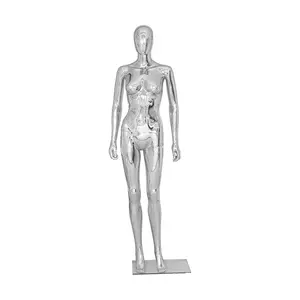 Mode Hoge Kwaliteit Chroom Zilver Stand Dummy Chroom Plastic Vrouwen Full Body Mannequin Voor Display
