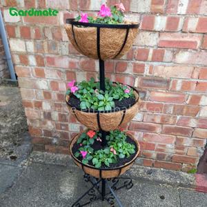 Fontaine à fleurs à <span class=keywords><strong>3</strong></span> niveaux avec revêtement en coco Décor de jardin extérieur pour jardin Patio Entrée Jardinière Pot à plantes Support de baignoire Fontaine à fleurs - Product Image 5