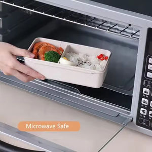 小麦ストロー製子供用弁当箱セット 二段式漏れ防止BPAフリー食品グレード電子レンジ対応ランチボックス（バッグとボトル付き） - Product Image 6