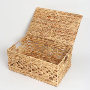 Cesta de Almacenamiento Tejida de Jacinto de Agua Ecológica con Tapa y Asa Estilo Instagram para Dormitorio, Cama o Armario - Product Image 2