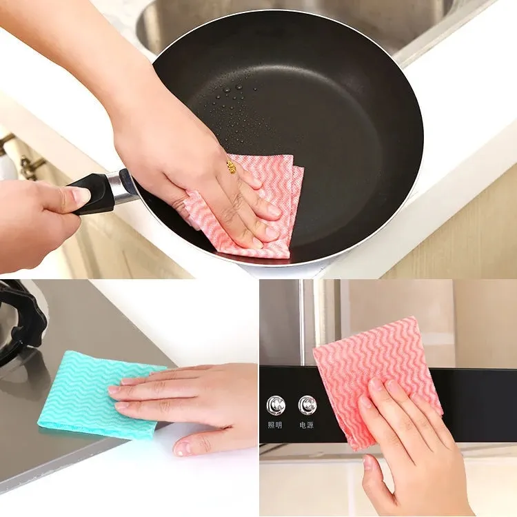 Disposable Kitchen Cloths Lazy rags kitchen Paper Thickened Dry Printed Dishcloth Towels
