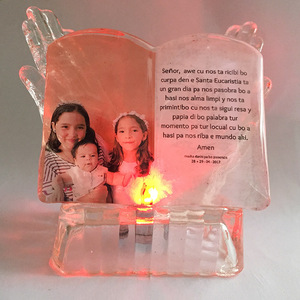Personalized Crystal <strong>BIBLE</strong> Praying Hands Baptism Souvenir MH-G0365
