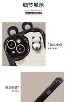 Coque de téléphone portable en silicone avec support oreilles de panda de dessin animé et pendentif mignon pour iPhone 11 12 13 14 15 16 17 Air